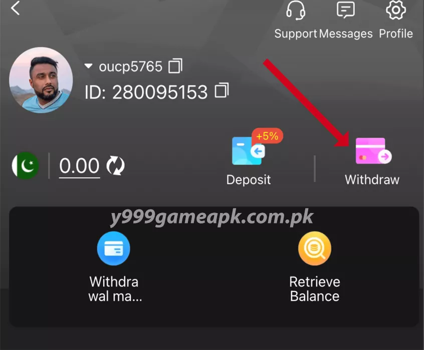 Withdraw Money from Y999 Game
